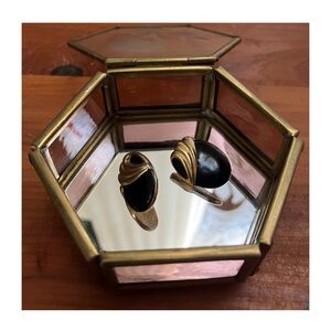 Vintage Black & Gold Stud Earrings